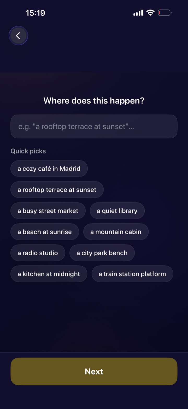 Choose the situation and setting